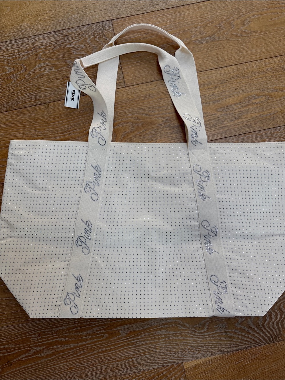 PINK Victoria's Secret large Cream Perforated Tote Bag